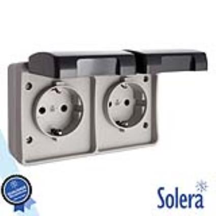 Tomada Elétrica Superfície Dupla C/ Tampa Vde Ip54 