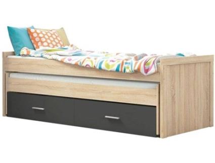 Cama HOMESOUTH Lara  (Cambria Claro - Grafite - Melamina - 98 x 72 x 200.5 cm)