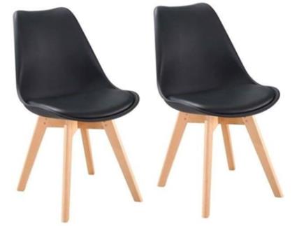 Conjunto de 2 Cadeiras de Refeição Bjorn Preto 48 x 57 cm