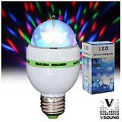Lâmpada Rotativa 3 Leds 1w Rgb E27 