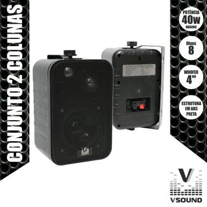 Conjunto De 2 Colunas 4 10w Abs Pretas 