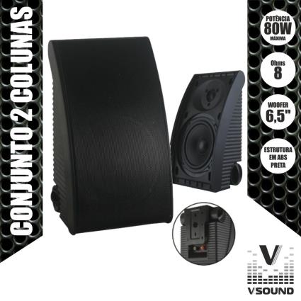 Conjunto De 2 Colunas Abs 6.5 80w Pretas 