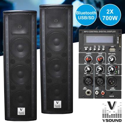 Colunas Ativa+Passiva 3x6.5 2x700W Suporte E Cabo 