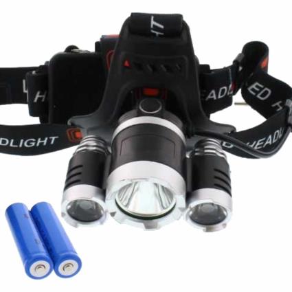 Lanterna De Cabeça T6 + R5 3 Leds 350lm