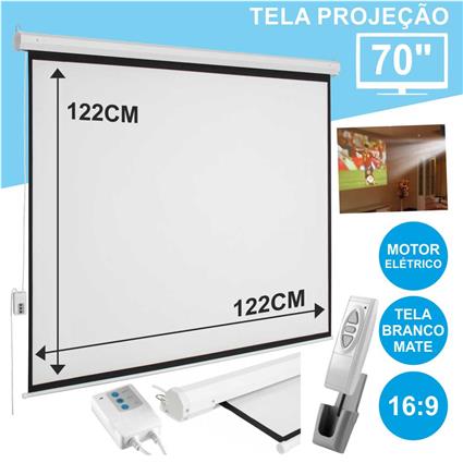 Tela Projeção Elétrica Teto/Parede 70 127x127cm 1:1