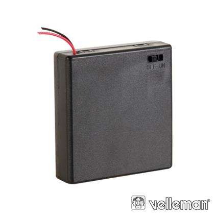 Suporte P/ 4 Pilhas Aa C/ Fios C/ Interruptor On/Off Fechado