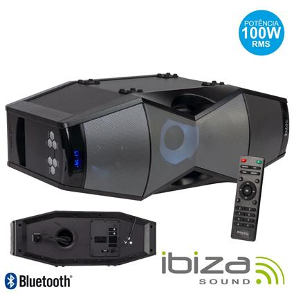 Coluna Amplificada 100w Usb/Sd/Bt/Fm/Comando Led 