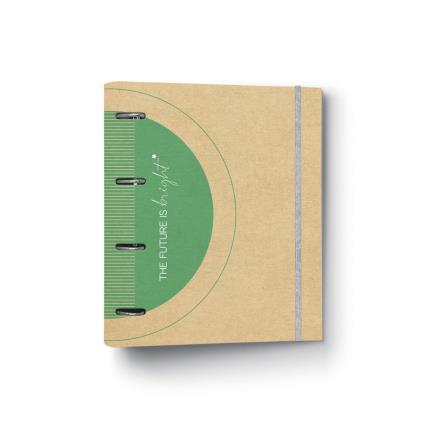FIRMO Dossier UpCycling, A4, 4 Argolas, Papel Kraft, com Recarga, Verde