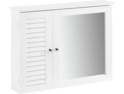 Móvel de Parede com Espelho e Porta SOBUY (Branco - 65X15X49 Cm)