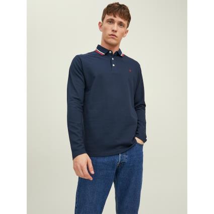 Jack & Jones Polo slim de mangas compridas, em malha piqué