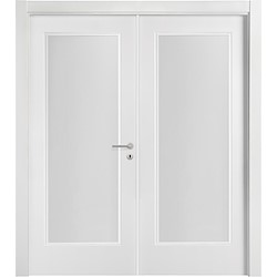 Bloco de porta interior TACOMA PLUS BRANCO ESQUERDA 145CM COM VIDRO