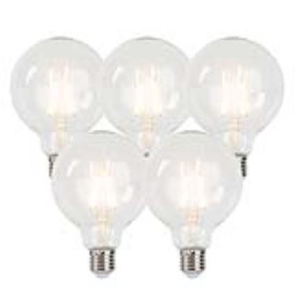 Conjunto de 5 lâmpadas de filamento LED reguláveis E27 G95 5W 470 lm 2700K