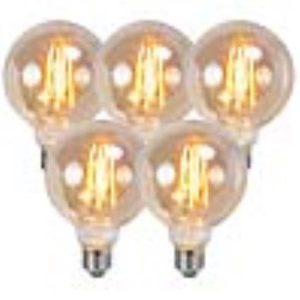 Conjunto de 5 lâmpadas de filamento fumê LED E27 reguláveis 5W 450lm 2200K