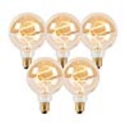 Conjunto de 5 lâmpadas LED de filamento em espiral reguláveis E27 G95 goldline