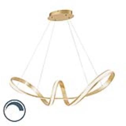 Candeeiro suspenso design dourado LED 90 cm - BELINDA