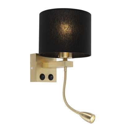 Candeeiro de parede art déco dourado com sombra preta - Brescia