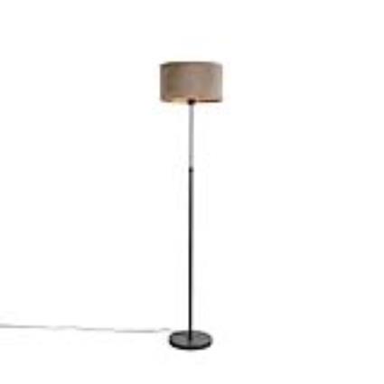 Candeeiro de pé preto com tom de veludo taupe dourado 35 cm - Parte