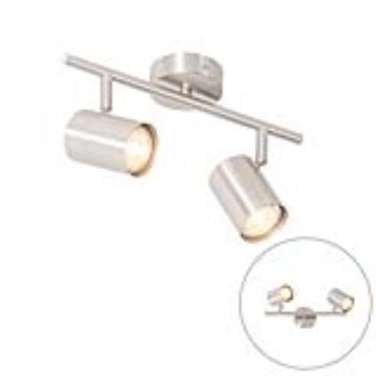Candeeiro de tecto moderno aço ajustável 2 luzes - JEANA