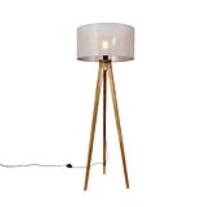 Tripé rústico madeira vintage abajur cinza 50 cm - TRIPOD Classic