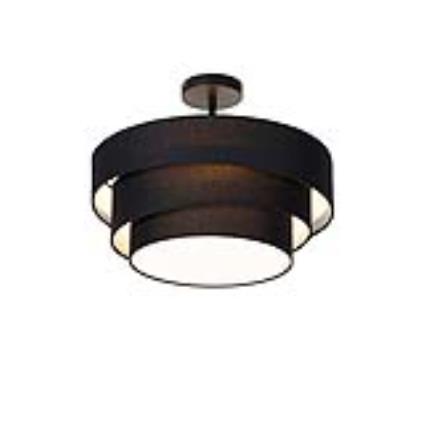Candeeiro de tecto moderno preto 45 cm 3 luzes - Drum Trio