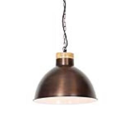 Vintage hanglamp koper met hout - Pointer