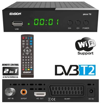 Receptor TDT DVB-T2 H.264 Full HD c/ USB - EDISION