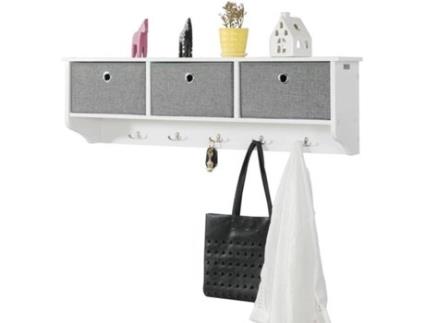 Cabide de Parede  FRG282-W (MDF e Pano - 100 x 20 x 30 cm)