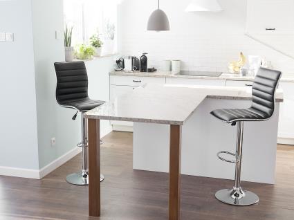 Conjunto de 2 bancos de bar em pele sintética preta LUCERNE