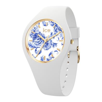 Ice Watch Blue White Porcelain Medium 3h Watch Dourado