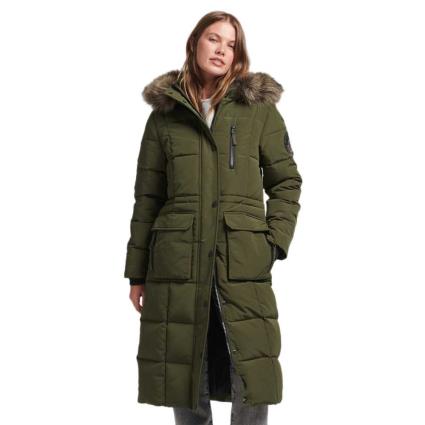 Superdry Longline Faux Fur Everest Coat Verde S