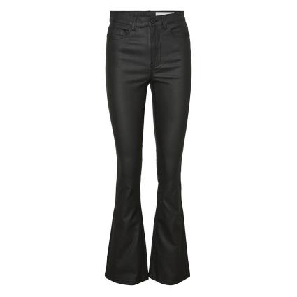 Noisy May Sallie Flare Coated High Waist Pants Preto L / 32