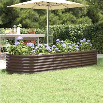 vidaXL Vaso/floreira de jardim aço revestido a pó 224x80x36cm castanho