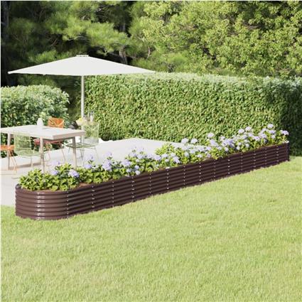 vidaXL Vaso/floreira de jardim aço revestido a pó 620x80x36cm castanho