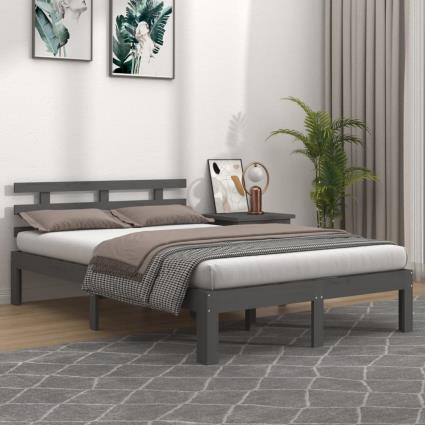 vidaXL Estrutura de cama 120x200 cm madeira maciça cinzento