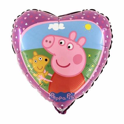 Balão Foil Coração Porquinha Peppa 45cm