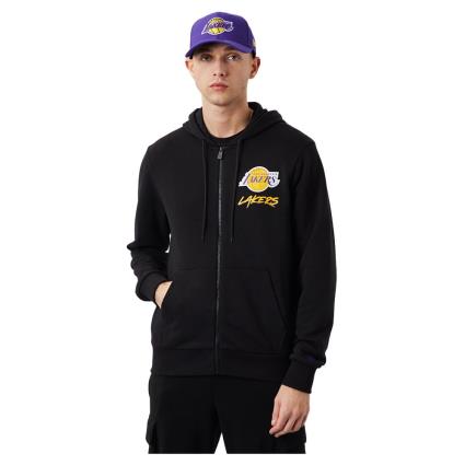 New Era Los Angeles Lakers Nba Script Full Zip Sweatshirt Preto M