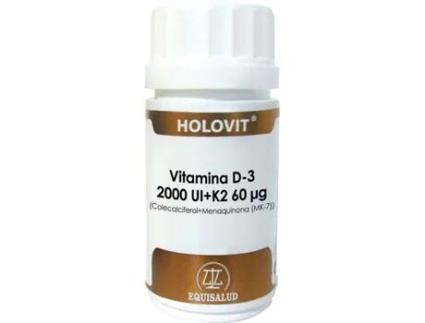 Suplemento Alimentar EQUISALUD Holovit Vitamina D3 2000 Ui + K2 60 Ug 50 Cápsulas