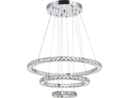 HOMCOM Lustre de suspensão de cristal Controle remoto Ângulo ajustável ?60x110 cm