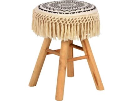 Banco  Tecido Branco E Preto (31x44 cm)