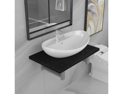Conjunto de Casa de Banho  Preto e Branco largo (Cerâmica - 60x40x16.3cm)