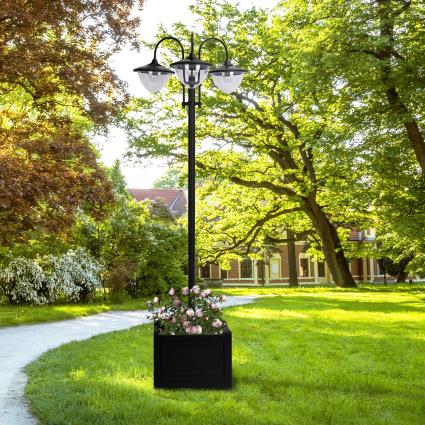 Candeeiro Solar de Jardim com 18 Luzes LED Branco Frio 6000K, Impermeável IP44, Sensor de Noite e Base em Forma de Floreira, Candeeiro de Exterior par