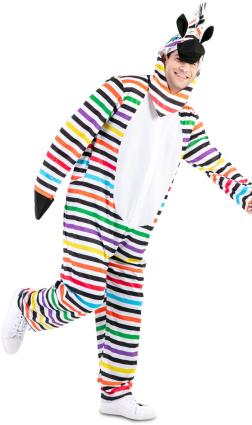 Fato de zebra multicolorido para adulto