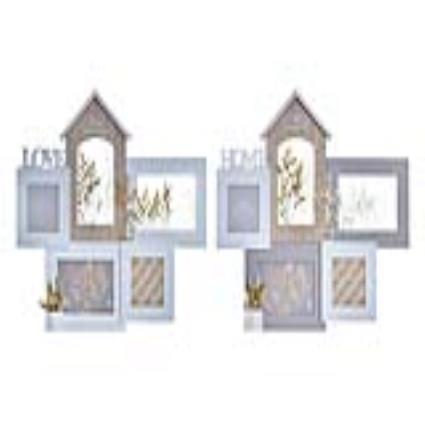 Moldura de Fotos DKD Home Decor Love Home Madeira Flor Natural (46 x 3 x 39 cm) (2 Unidades)