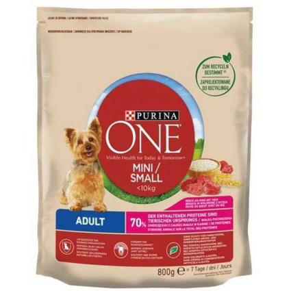 Purina Nestle One Mini Active Beef Rice 800 G Dog Food Transparente