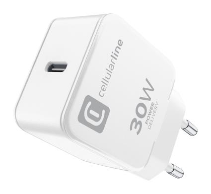 Carregador Usb-c Cellularline 30w Para Apple Branco