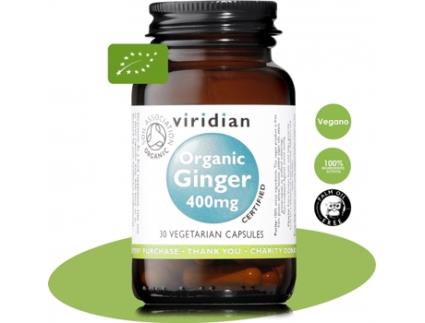 Suplemento Alimentar VIRIDIAN Jenjibre Raiz Bio 400 Mg 30 Cápsulas