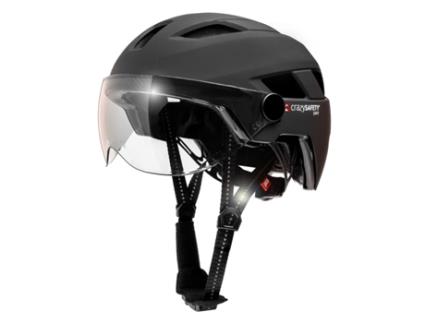 Capacete e-bike com visor e luz LED  Tamanho L (55-61cm)  EN1078 certificado