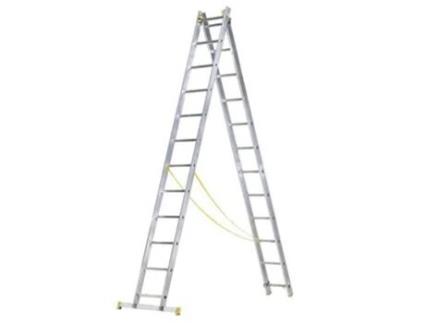 Escalera aluminio 2 tramos 10+10 peldaños. plegable, antideslizante, resistente