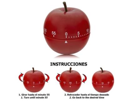Temporizador minutero cocina manzana roja 60 minutos