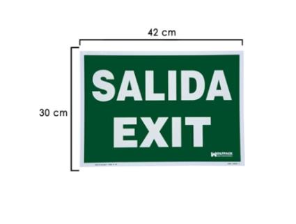 Cartel / señal fluorescente salida exit 30x42 cm.